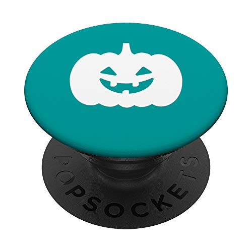 White Pumpkin Teal Halloween PopSockets PopGrip Swappable Grip for Phones   Tablets