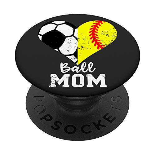 Ball Mom Heart Funny Soccer Softball Mom PopSockets Grip and Stand for Phones and Tablets Ball Mom Heart Funny Soccer Softball Mom PopSockets Grip and Stand for Phones and Tablets