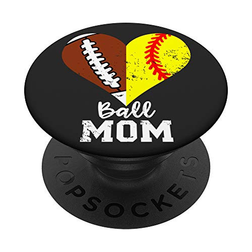 Ball Mom Heart Funny Football Softball Mom PopSockets Grip and Stand for Phones and Tablets Ball Mom Heart Funny Football Softball Mom PopSockets Grip and Stand for Phones and Tablets