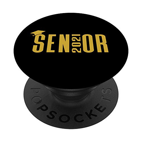 Senior 2021 - High School Color Gold Graduation Cap PopSockets Grip and Stand for Phones and Tablets