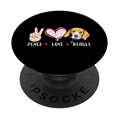 peace love Beagle gift for men women kids Beagle dog PopSockets PopGrip Swappable Grip for Phones   Tablets