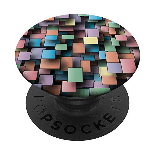 Cool Pastel Floating Block Digital Pixel Style Patterned PopSockets Grip and Stand for Phones and Tablets