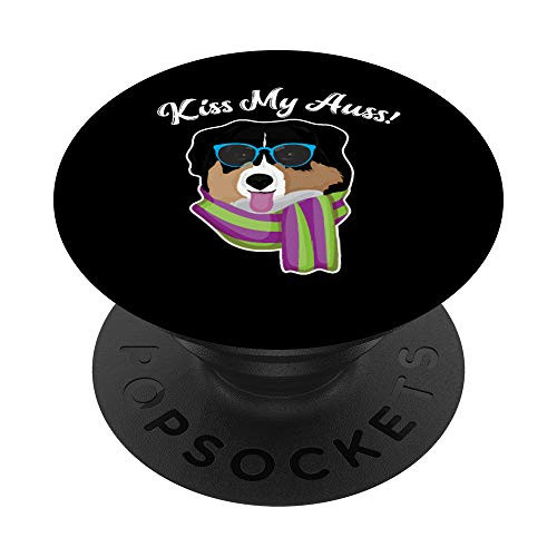 Kiss My Auss Toy Australian Shepherd Gifts Mini Aussie Mom PopSockets Grip and Stand for Phones and Tablets
