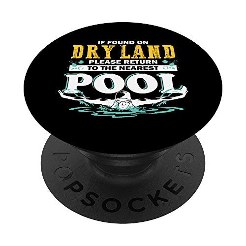 If on dry land return to pool swim team funny swimming gift PopSockets Grip and Stand for Phones and Tablets