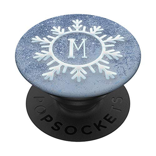 Winter Ice Blue Snowflake Letter M Monogram Initial PopSockets PopGrip Swappable Grip for Phones Tablets Winter Ice Blue Snowflake Letter M Monogram Initial PopSockets PopGrip Swappable Grip for Phones Tablets