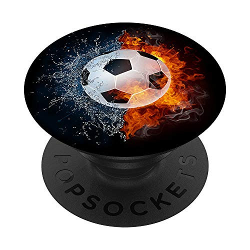 Flaming Fire Soccer Ball PopSockets Grip and Stand for Phones and Tablets Flaming Fire Soccer Ball PopSockets Grip and Stand for Phones and Tablets