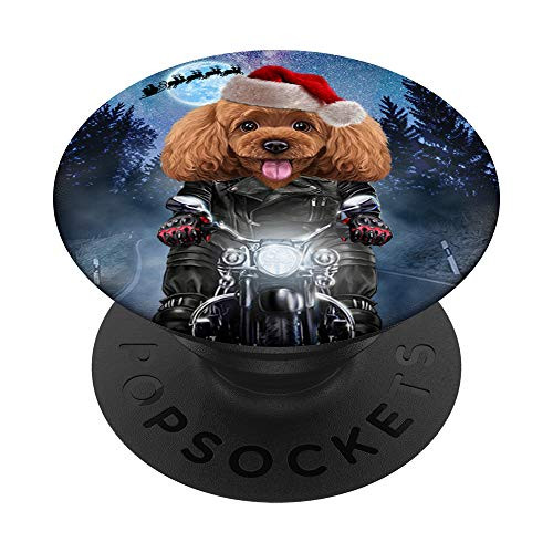 Playful Toy Poodle Dog as Santa Claus Riding Motorcycle PopSockets Grip and Stand for Phones and Tablets