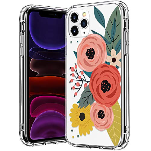 bicol iPhone 11 Pro CaseBeautiful Floral for Girls Flower Pattern Clear with Design Plastic Hard Back Case with Soft TPU Bumper Protective Cover Phone Case for Apple iPhone 11 Pro 5_8 2019