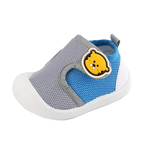 LACOFIA Baby Boys Girls Sneakers Walking Infant Shoes Non-Slip Breathable Mesh Sneakers Cartoon Toddler Shoes Grey 12-15 Months