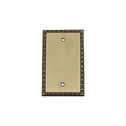 Nostalgic Warehouse 719769 Egg   Dart Switch Plate with Blank Cover Antique Brass
