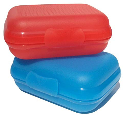 Set of 2 Tupperware Packables Clamshell Containers in Red and Blue