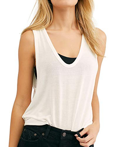 Free People Take The Plunge Tank White LG Womens 12-14