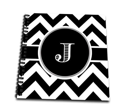 3dRose db-222072-3 Black and White Chevron Monogram Initial J Mini Notepad 4 x 4