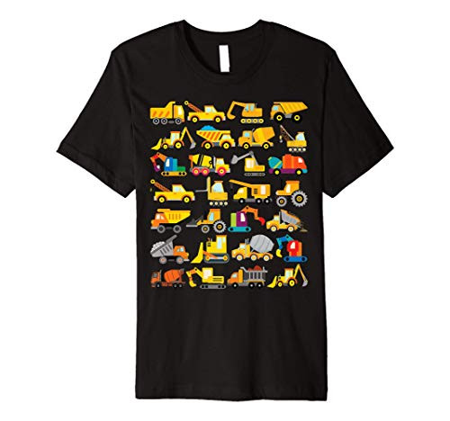 28 Types of Construction Excavator Bulldozer Truck Crane Premium T-Shirt