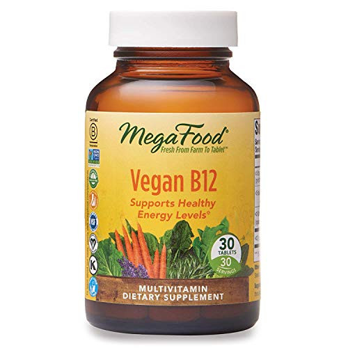 MegaFood Vegan B12 Helps Support Healthy Energy Levels Daily Multivitamin Dietary Supplement Non-GMO 30 mini-tablets 30 servings