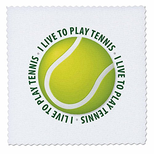 3dRose qs-41817-1 I Live to Play Tennis-Text Around Tennis Ball-Quilt Square 10 by 10-Inch