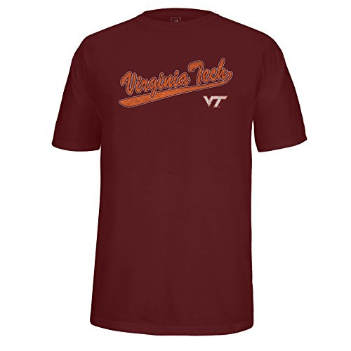 NCAA Virginia Tech Hokies Mens School Name Script Tail Logo Choice Tee Maroon Large