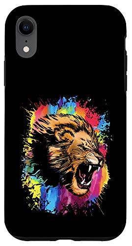 iPhone XR Colorful Roaring Lions Head Angry Wild Animal Case