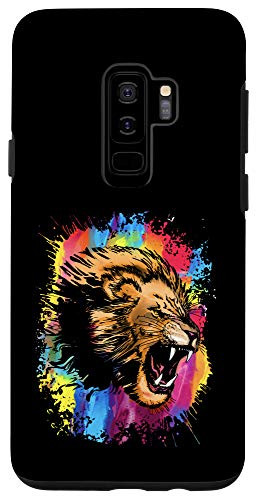 Galaxy S9 Colorful Roaring Lions Head Angry Wild Animal Case