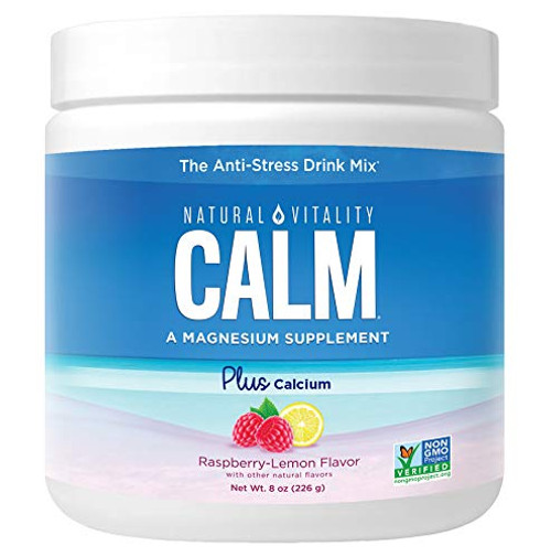 Natural Vitality Calm Plus Calcium Magnesium Citrate Supplement Powder Anti-Stress Drink Mix Raspberry Lemon 8 Ounces