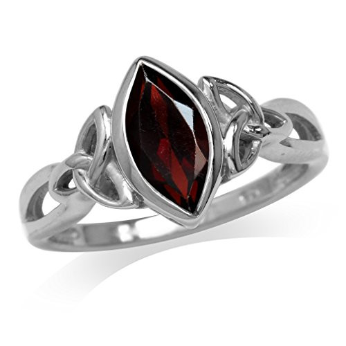 Silvershake 1_19ct_ Natural Garnet White Gold Plated 925 Sterling Silver Triquetra Celtic Knot Solitaire Ring Size 10