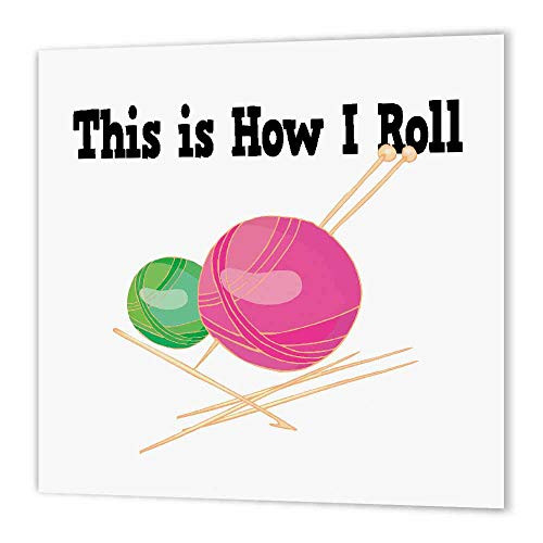 3dRose ht-102545-1 This Is How I Roll Balls of Yarn Knitting Design-Iron on Heat Transfer for Material 8 by 8-Inch White
