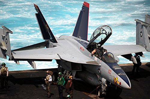 Posterazzi Poster Print Collection an Fa-18F Super Hornet Sits on the Flight Deck of Uss Enterprise Stocktrek Images 17 x 11 Multicolored