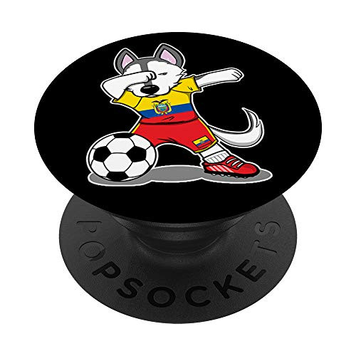 Dabbing Husky Dog Ecuador Football - Ecuadorian Flag Soccer PopSockets PopGrip Swappable Grip for Phones   Tablets