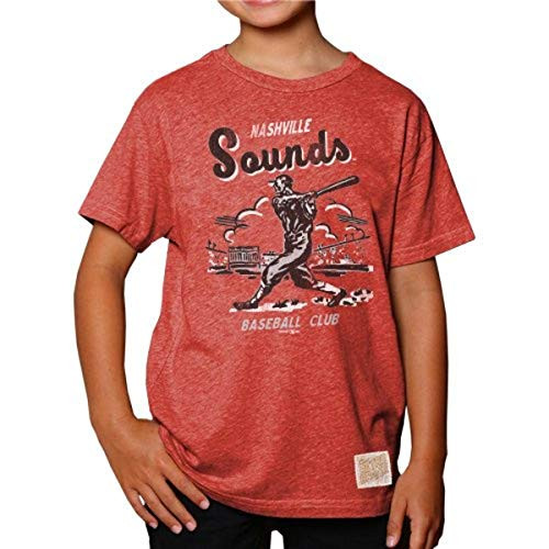 Original Retro Brand Minor League Baseball Nashville Sounds Boys T-Shirt Small Heather Red