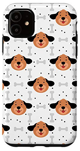 iPhone 11 Cute Dog Heads and Bones Pattern Case