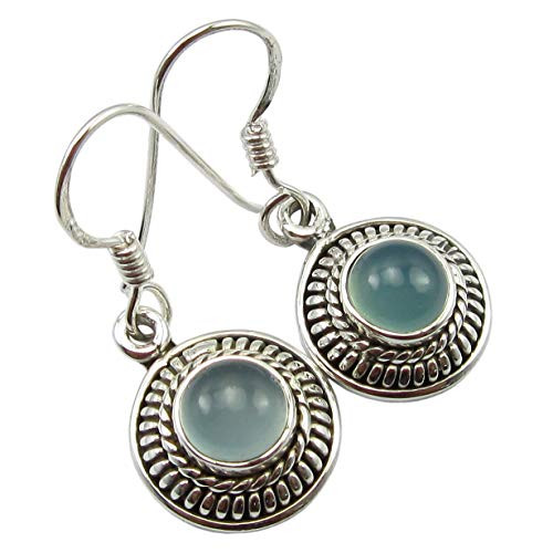 SilverStarJewel 925 Sterling Silver Natural Chalcedony tcw 1_8 Ancient Style Earrings 3 cm SilverStarJewel 925 Sterling Silver Natural Chalcedony tcw 1_8 Ancient Style Earrings 3 cm