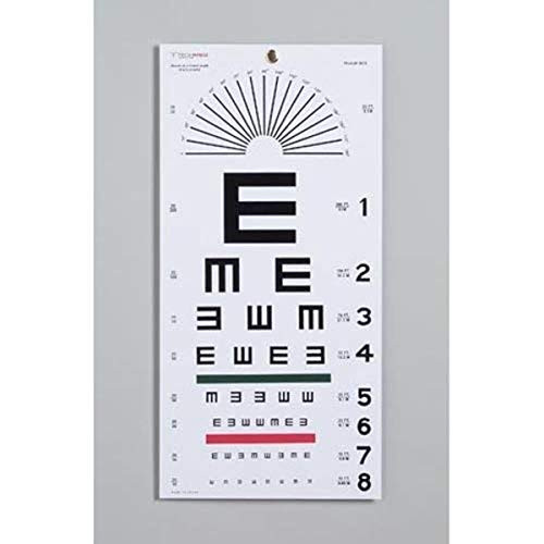 DUKAL 3051 Tech-Med Plastic Eye Chart Tumbling E Non-Reflective Matte Finish 20 Test Distance 11 Width 22 Length