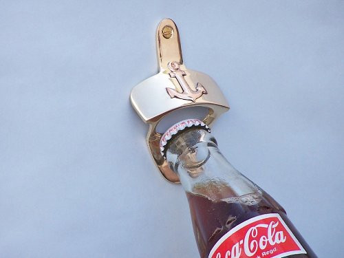 Solid Brass Wall Mounted Nautical Bottle Opener with Anchor by GSM