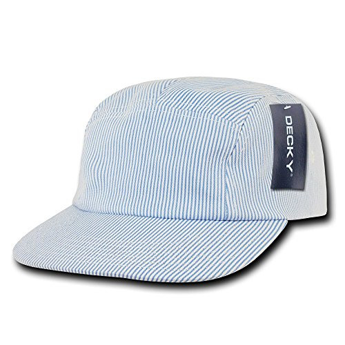 DECKY Seersucker 5 Panel Racer Cap Blue