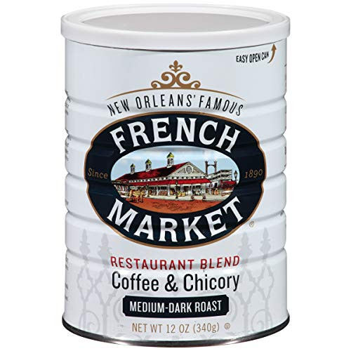 French Market Coffee Coffee and Chicory Dark Roast Ground Coffee 12 Ounce Can Pack of 3