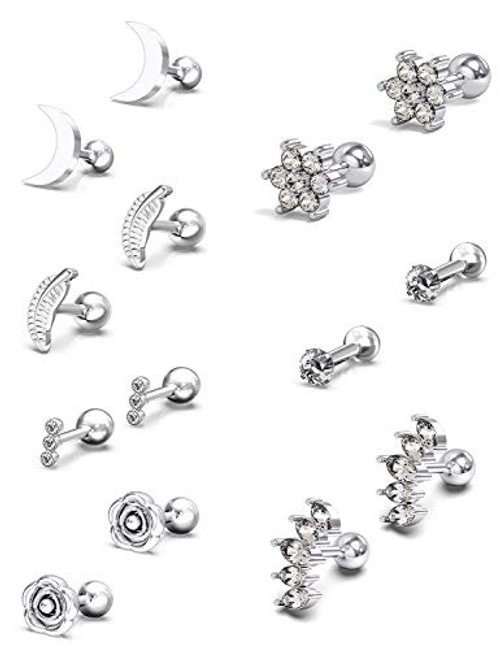 Prjndjw 16g Cartilage Earring Studs for Women Tragus Stud Earring Helix Piercing Jewelry Diamond Opal Surgical Stainless Steel Conch Forward Helix Tragus Daith Piercing Jewelry Prjndjw 16g Cartilage Earring Studs for Women Tragus Stud Earring Helix Piercing Jewelry Diamond Opal Surgical Stainless Steel Conch Forward Helix Tragus Daith Piercing Jewelry