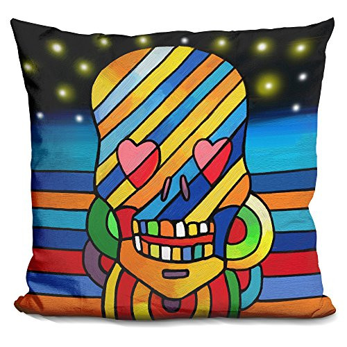 LiLiPi" Pop Skull Stripes Decorative Accent Throw Pillow