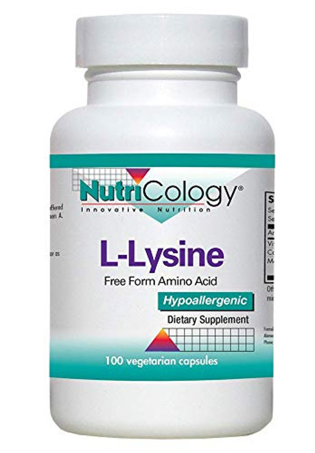NutriCology L-Lysine 500 mg 100 Vegetarian Caps