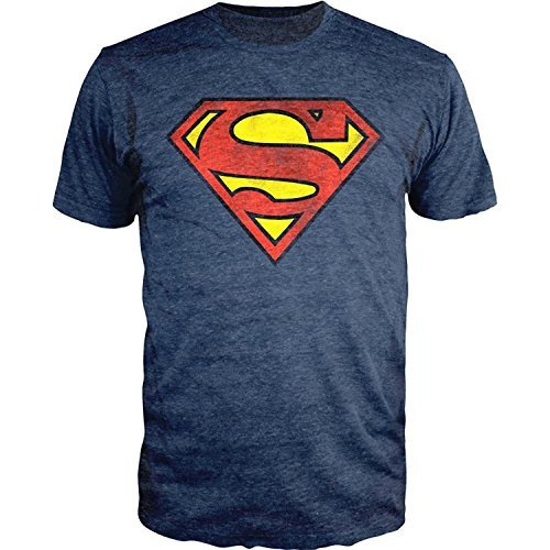 DC Comics Superman Logo Navy Heather T-shirt Officially Licensed M