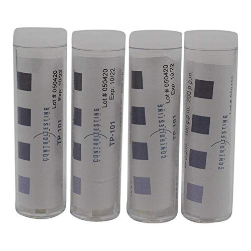 TCD Parts Inc_ Chlorine Test Strips for Restaurants and Food Service 4 x Vial of 100 strips Bleach Test Strips 10-200 ppm 1 TCD Parts Inc_ Chlorine Test Strips for Restaurants and Food Service 4 x Vial of 100 strips Bleach Test Strips 10-200 ppm 1