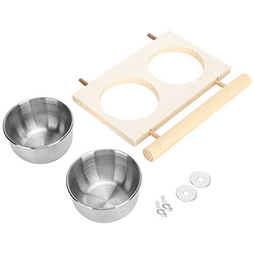 Bird Feeding Bowl Parrot Feeder Bowl Stainless Steel Food Water Feeder Cage Accessory with Stand for Cockatiel Budgies Parakeet ParrotSingle Bowl