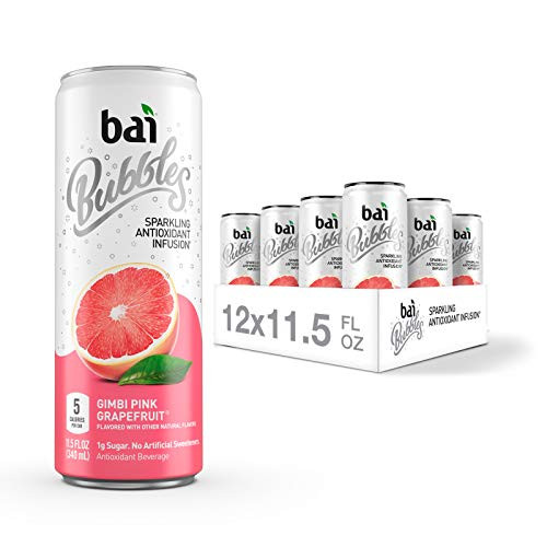 Bai Bubbles Sparkling Water Gimbi Pink Grapefruit Antioxidant Infused Drinks 11_5 Fluid Ounce Cans 12 Count