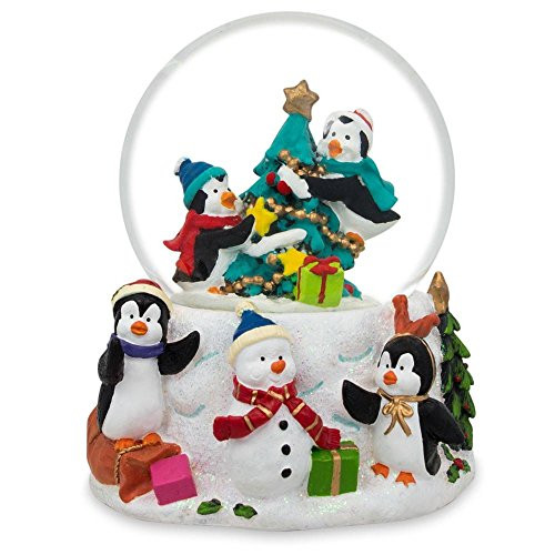 BestPysanky Penguins Decorating Christmas Tree Snow Globe
