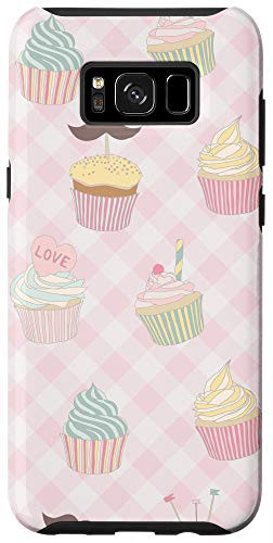 Galaxy S8 Pink Checkered Cupcake Pattern Gift Phone Case