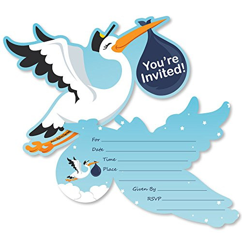 Boy Special Delivery - Shaped Fill-in Invitations - Blue Its A Boy Stork Baby Shower Invitation Cards with Envelopes - Set of 12 Boy Special Delivery - Shaped Fill-in Invitations - Blue Its A Boy Stork Baby Shower Invitation Cards with Envelopes - Set of 12