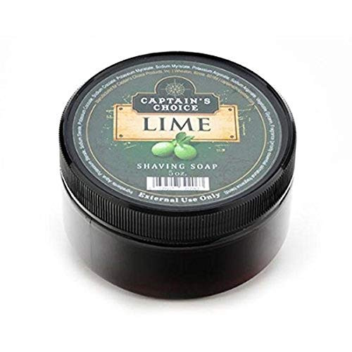 Captains Choice Lime Shaving Soap Fragranced with Natural Essential Oils and Extracts Helps Soften Facial Hair and Exfoliate Skin 5 Ounces