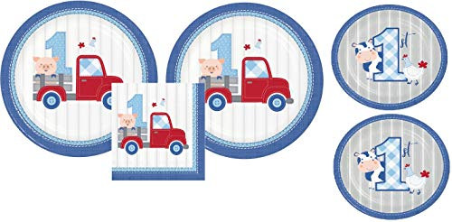 Farmhouse Boy 1st Birthday Party Bundle 9 Plates 16 7 Plates 16nNapkins 16