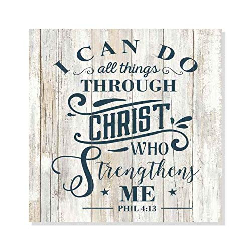 Chico Creek Signs I can do All Things Through Christ Rustic Looking Faith Wood Sign Wall Decor 8 x 8 Wood Sign B3-08080062036