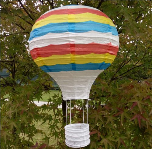 Joinwin 12 Inch Hanging Wedding Rainbow Hot Air Balloon Paper Lantern Party Decorations Pack of 5 Pieces Colorful stripes