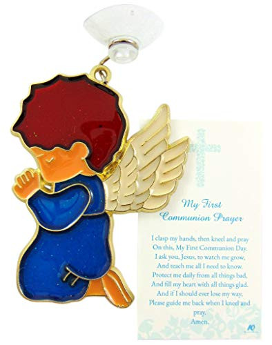 Westmon Works Boy Angel Suncatcher First Communion Gift Set with Holy Card Boxed